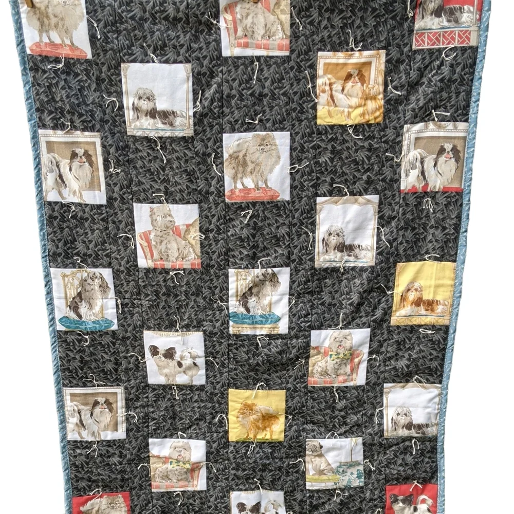 Quilt, handmade, plant, floral, dogs, nature 34.5 W * 47.5H